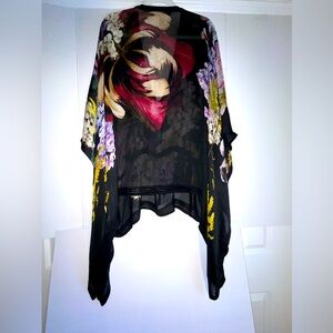 Sexy silk Roberto Cavalli deep v-neck silk tunic, sz ZL